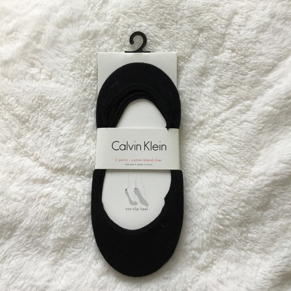 Calvin Klein Black 2 Pairs Non-Slip Heel Socks - Picture 1 of 8
